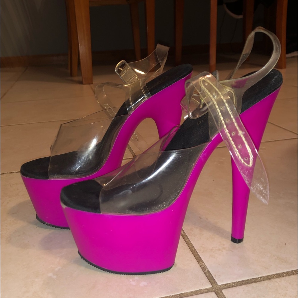 Used Adore 708UV Hot Pink 7” heels size 7
